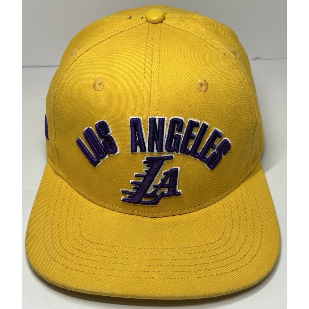 Los Angeles Lakers Yellow Stacked Logo Snapback Hat Pro Standard Adjustable Hat
